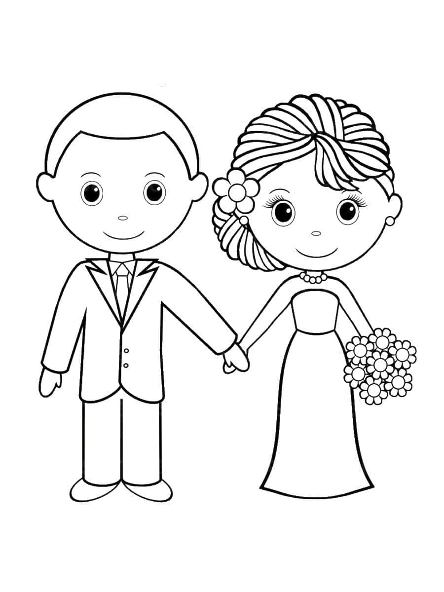 Coloriage Dessiner un mariage facilement gratuit