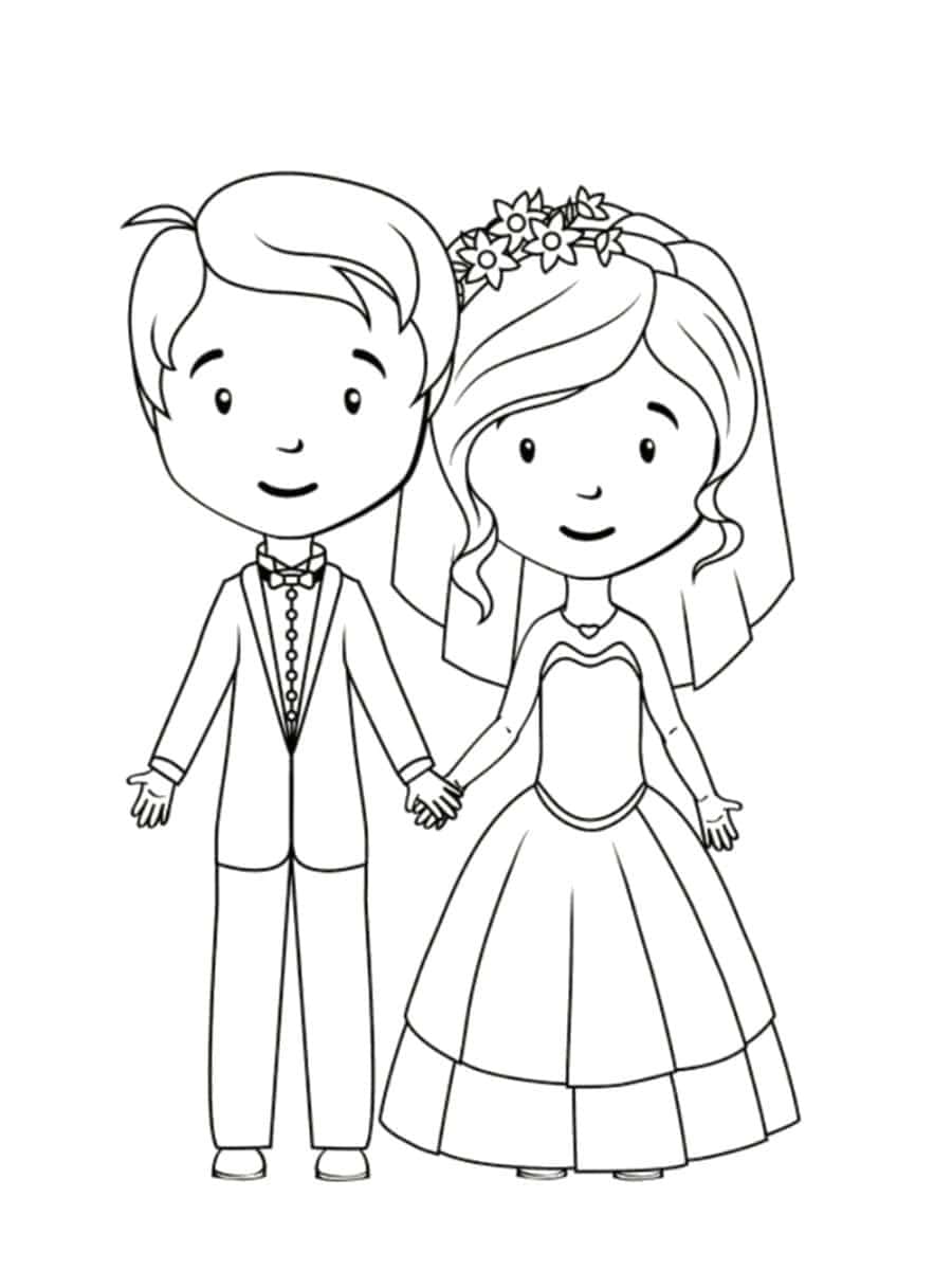 Coloriage Dessiner un mariage mignon