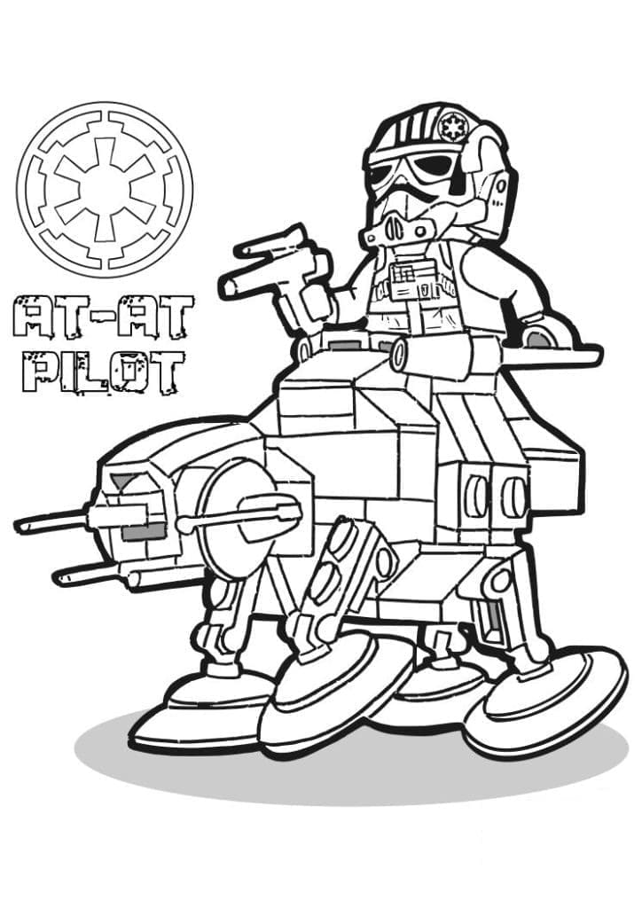 Coloriage Dessiner un pilote AT-AT en Lego Star Wars