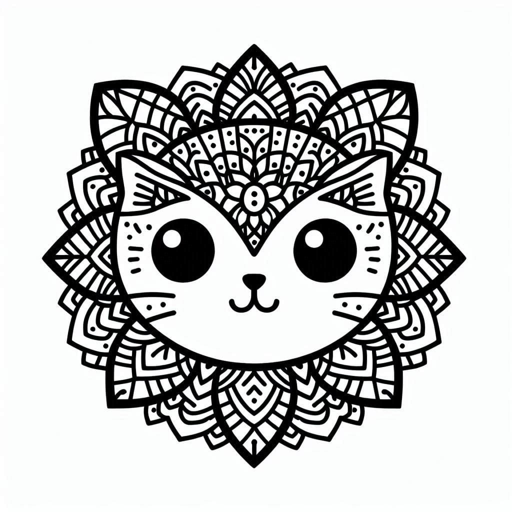 Coloriage Dessiner un visage de chat Mandala