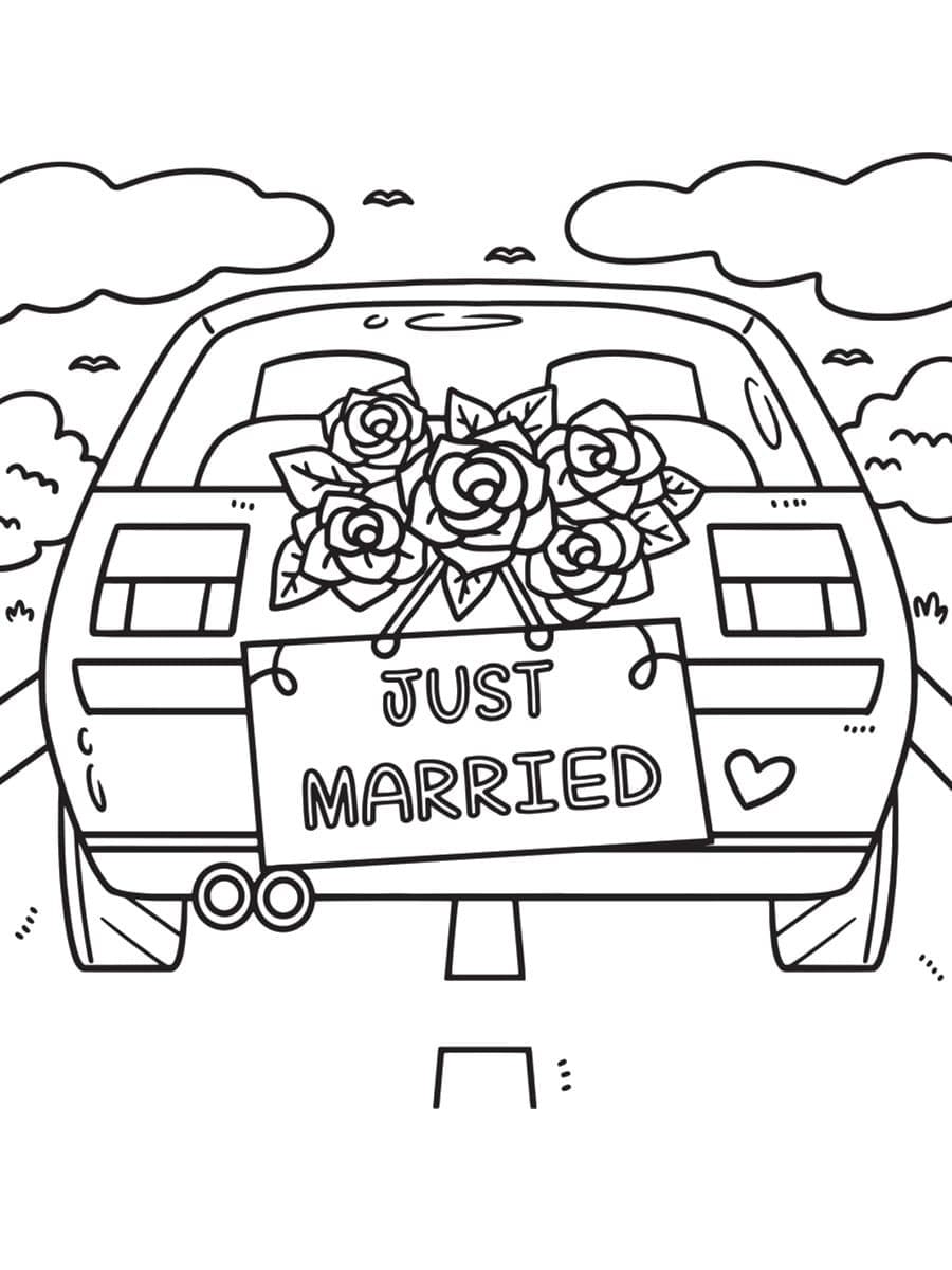 Coloriage Dessiner une voiture de mariage