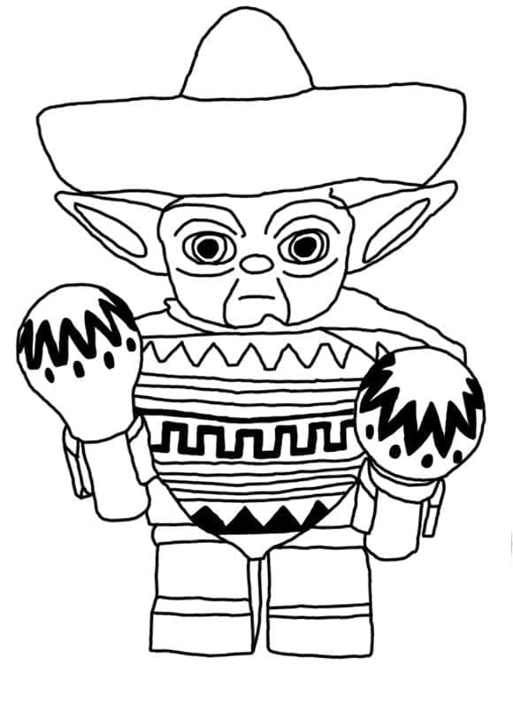 Coloriage Dessiner Yoda Lego Star Wars gratuitement