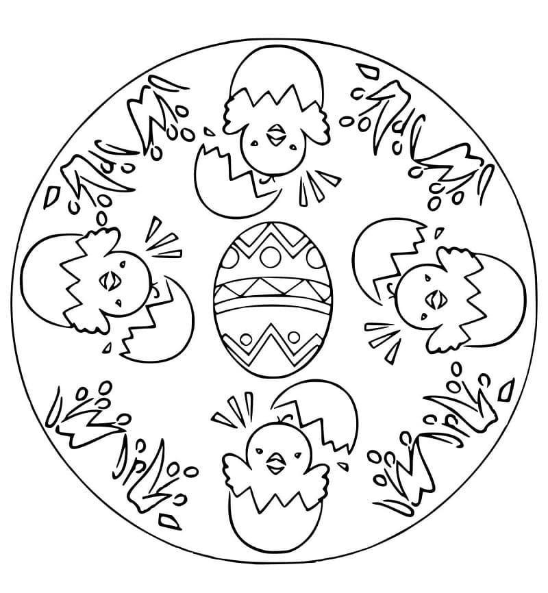 Coloriage Dessinez un mandala de Pâques gratuit pour les enfants