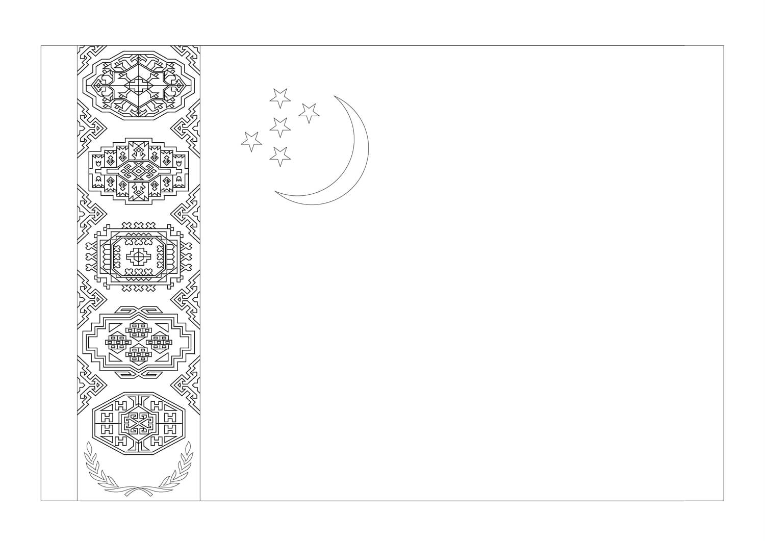 Coloriage Drapeau de Turkmenistan