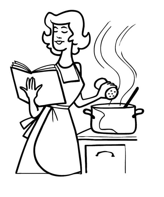 Coloriage Fille de pratique de Cuisinier