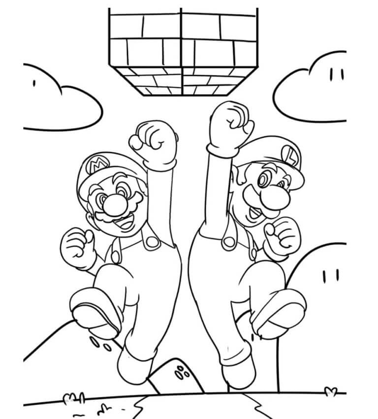 Coloriage Gagnant du tirage au sort Mario et Luigi