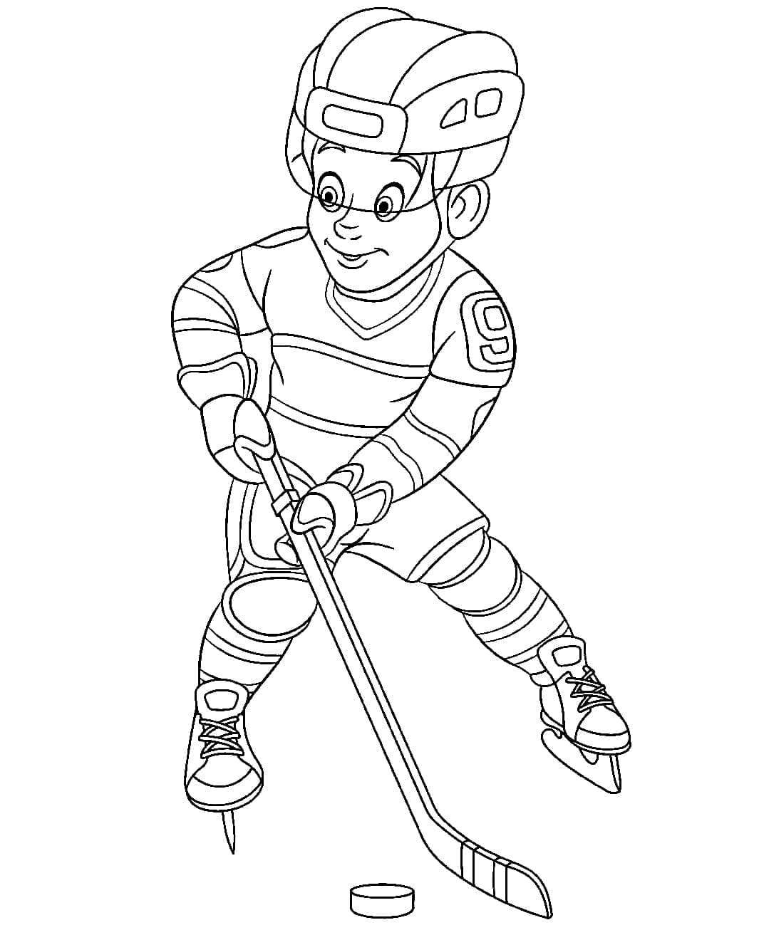 Coloriage Garçon joue au hockey