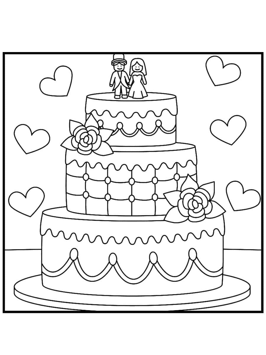 Coloriage Gâteau de mariage