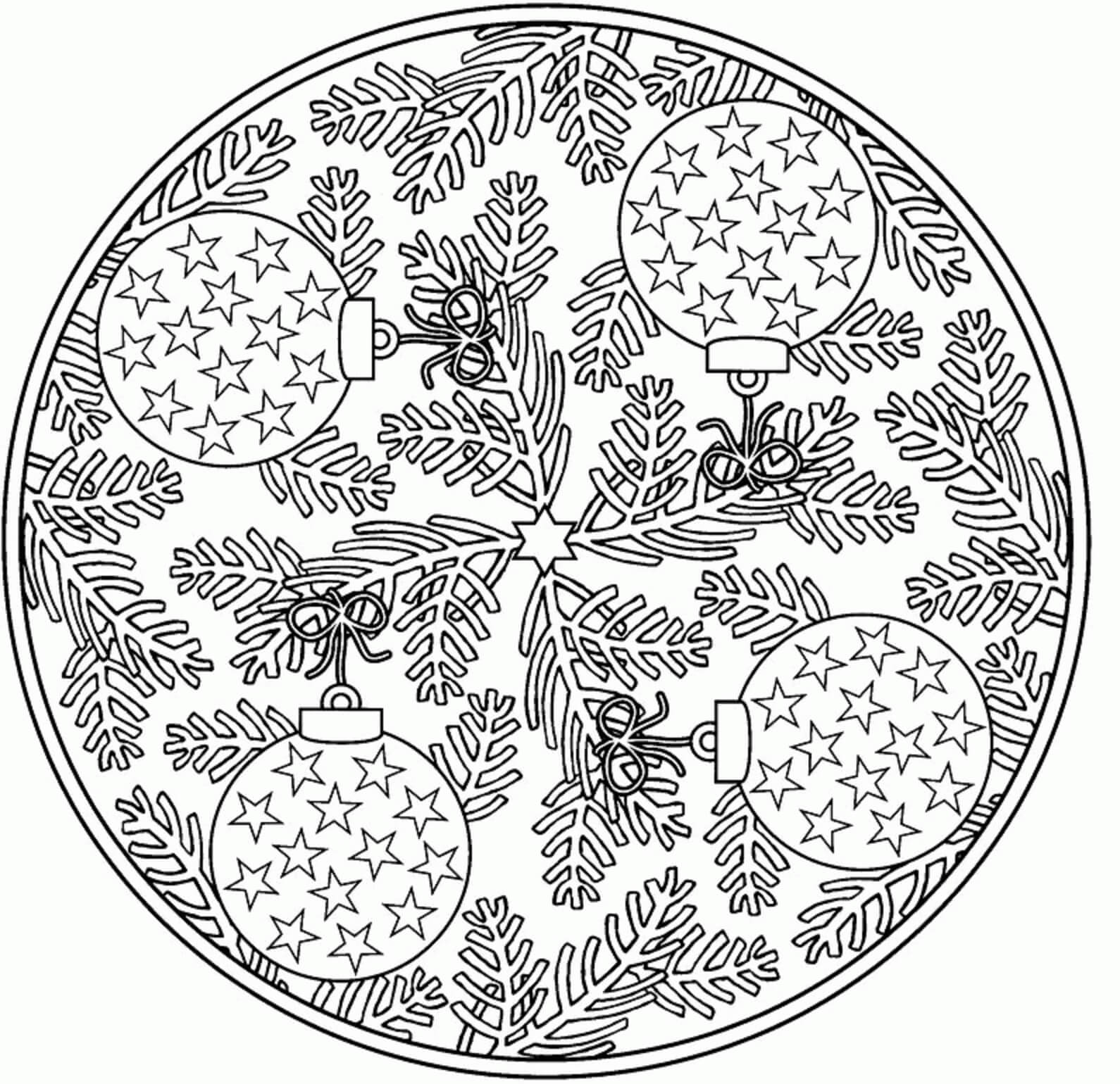 Coloriage Grand Mandala de Noël