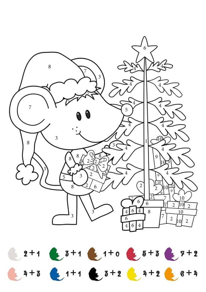 Coloriage Gratuit Magique Souris de Noël