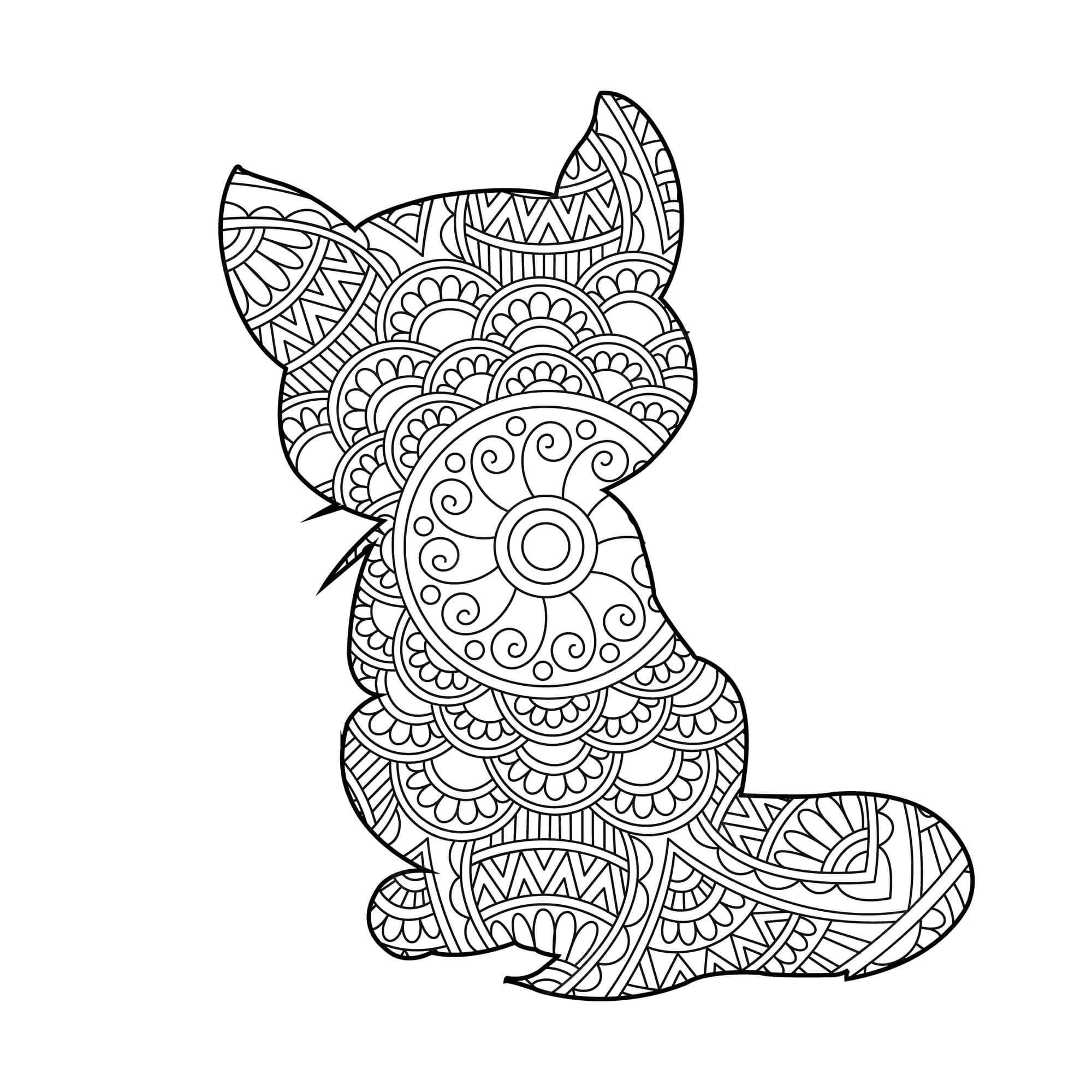 Coloriage Idée gratuite de mandala de chat