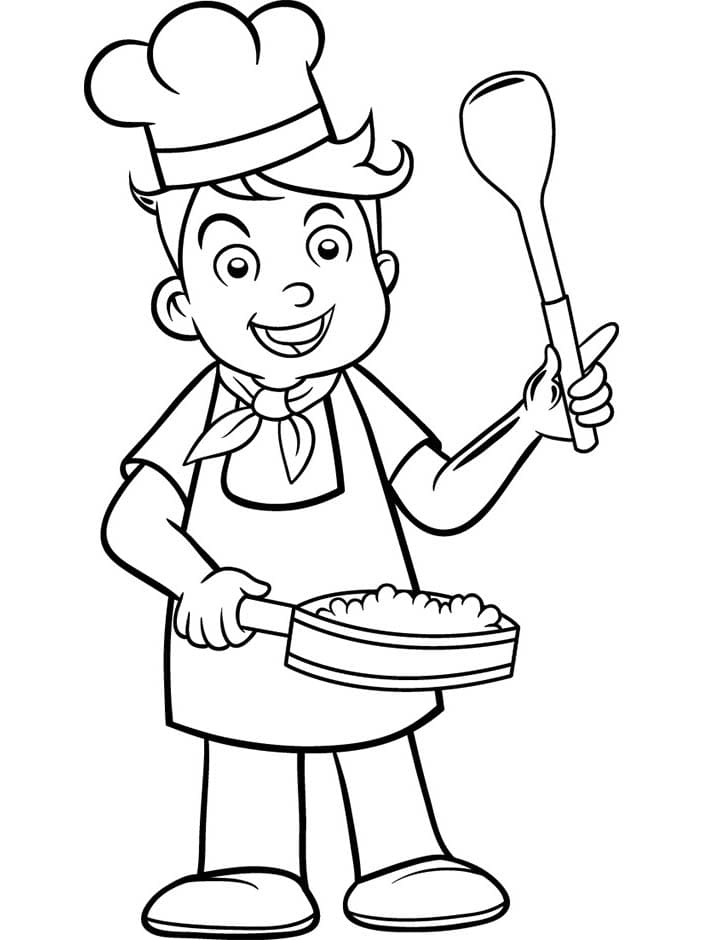 Coloriage Image De Cuisinier souriant