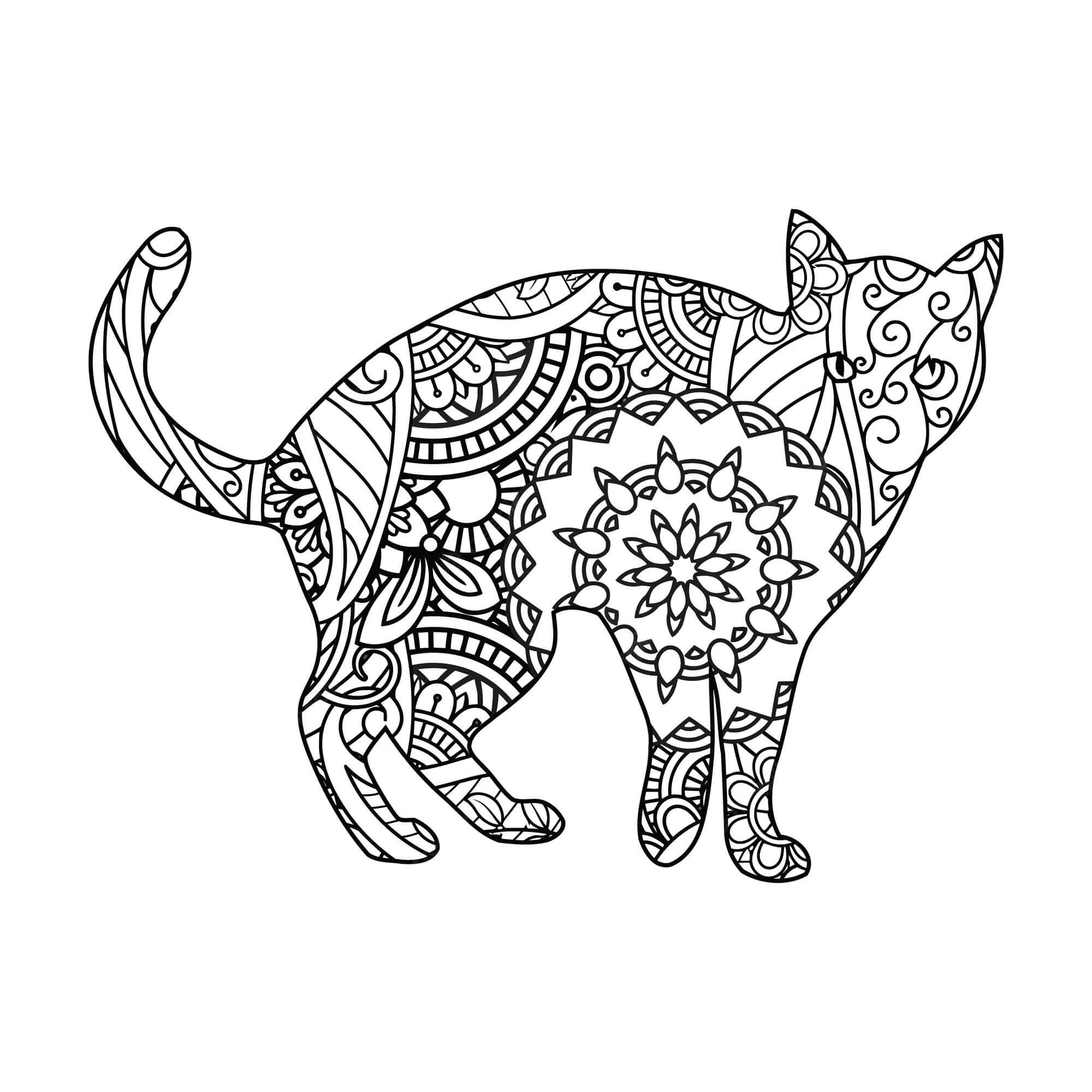 Coloriage Images gratuites de mandala de chat