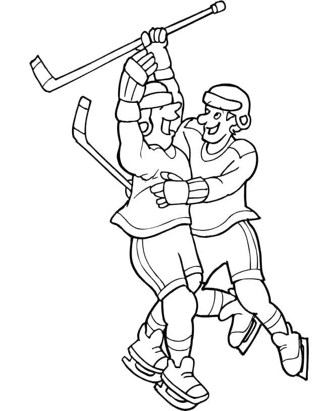 Coloriage Joueurs de hockey heureux