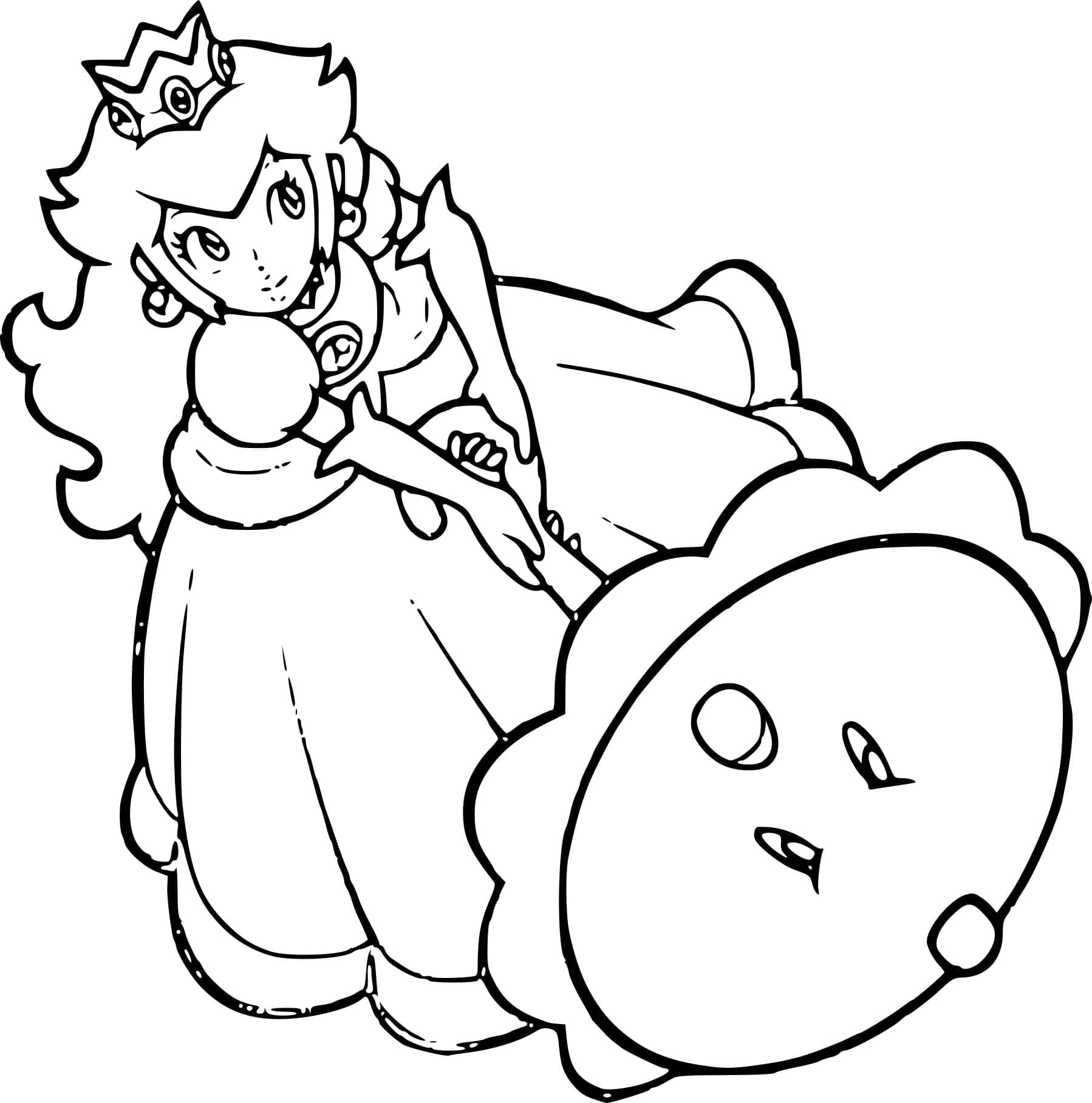 Coloriage La princesse Peach et son parapluie