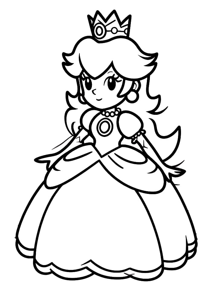 Coloriage La princesse Peach pour les enfants