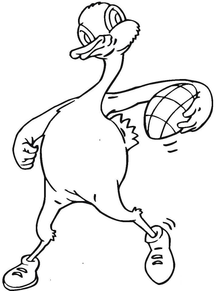 Coloriage Le canard joue au rugby