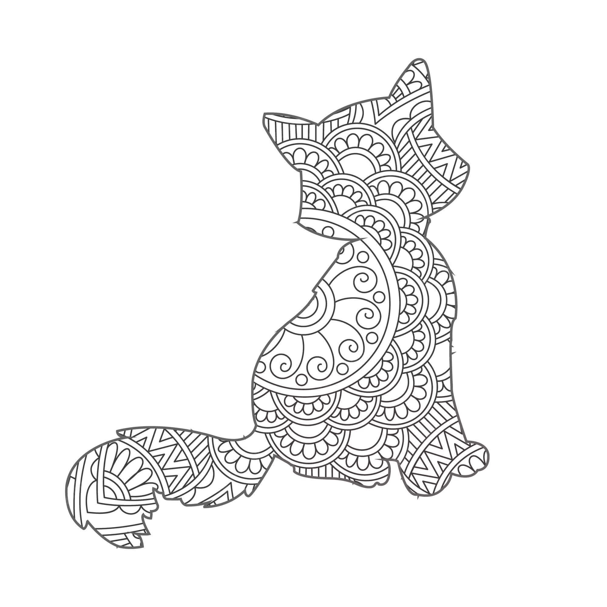 Coloriage Mandala basique de chat assis