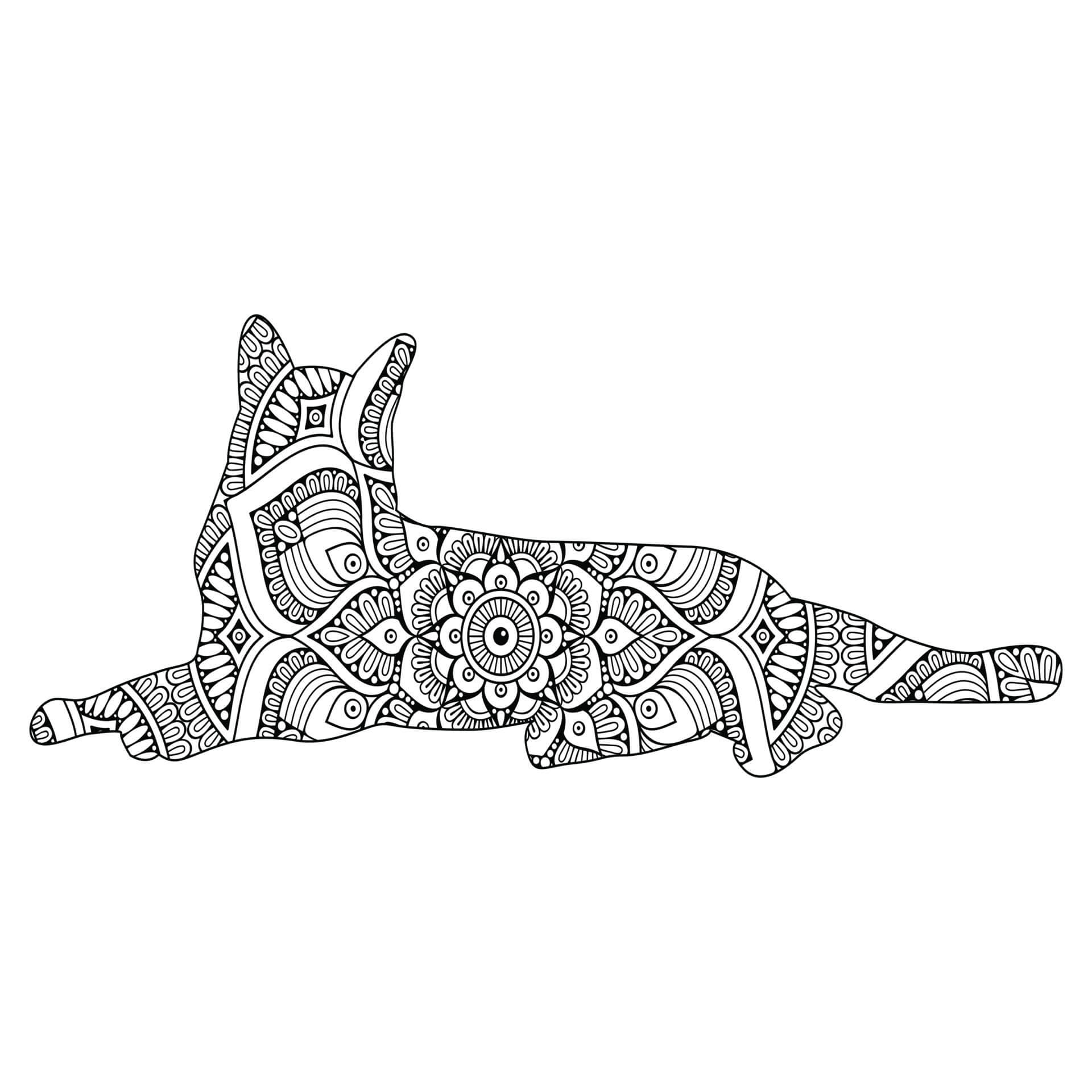 Coloriage Mandala de chat couché mignon