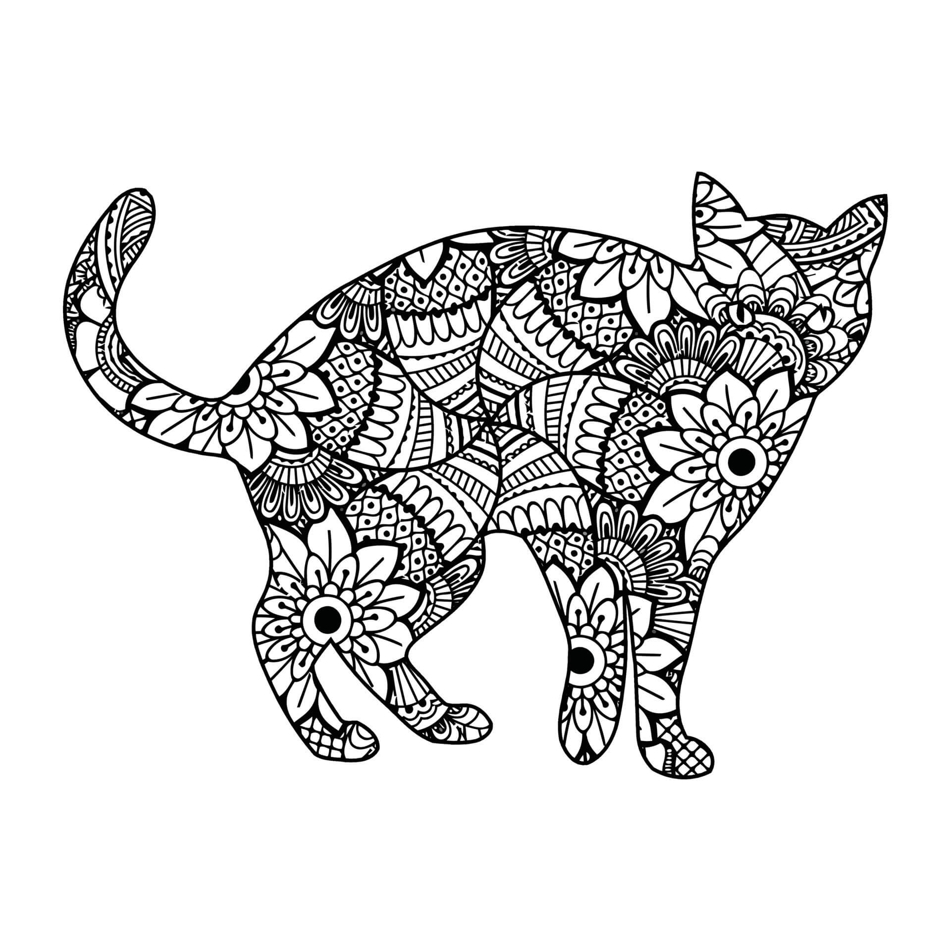 Coloriage Mandala de chat génial