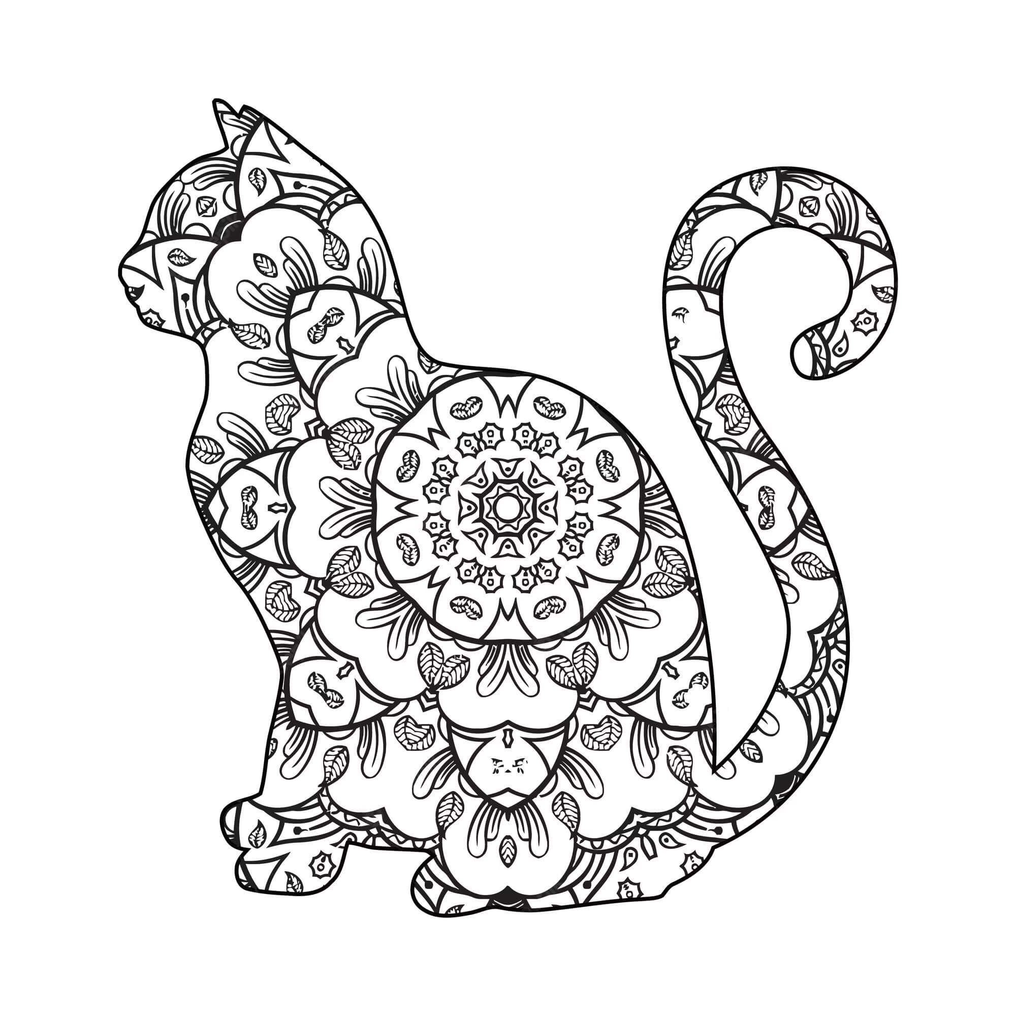 Coloriage Mandala de chat normal