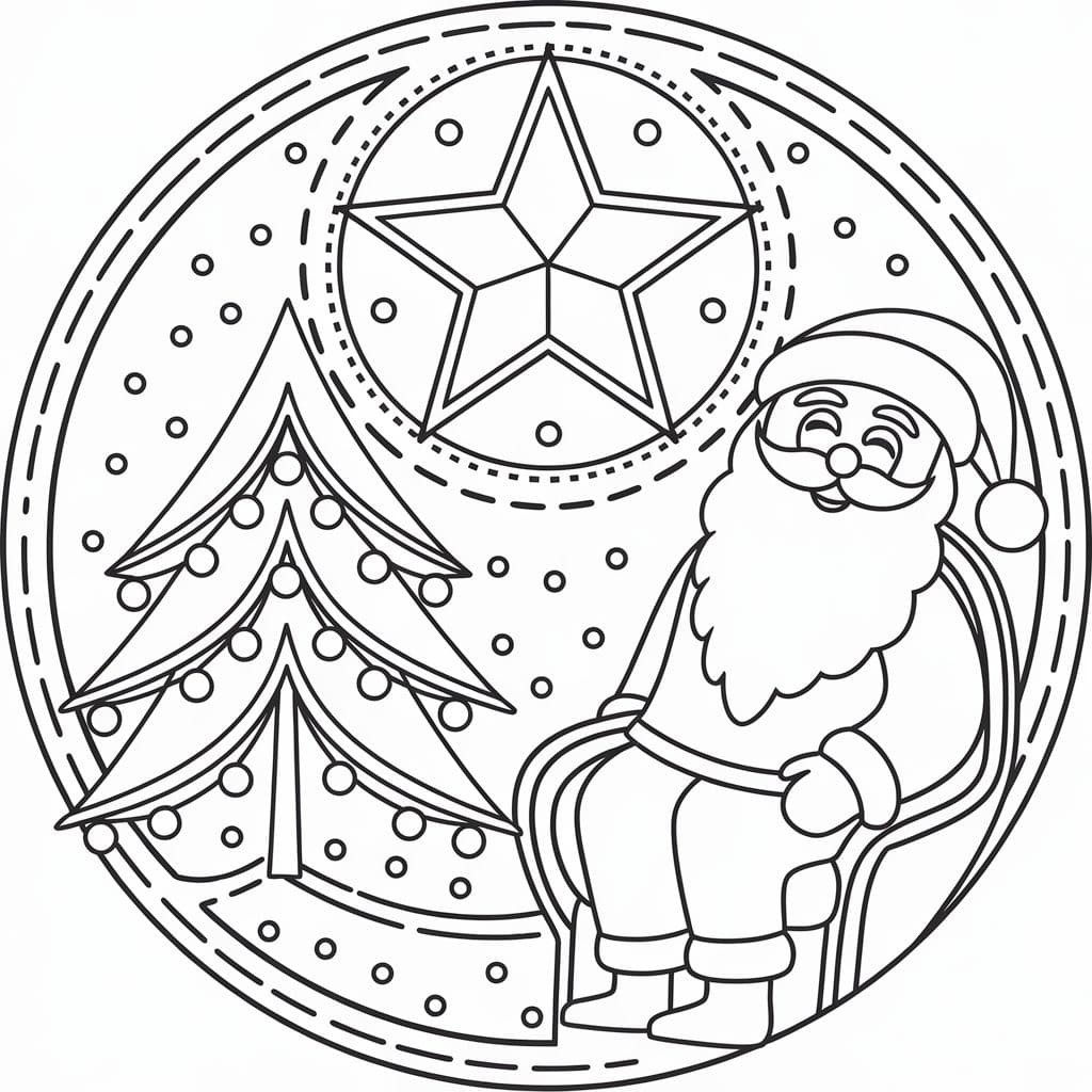 Coloriage Mandala de Noël 1