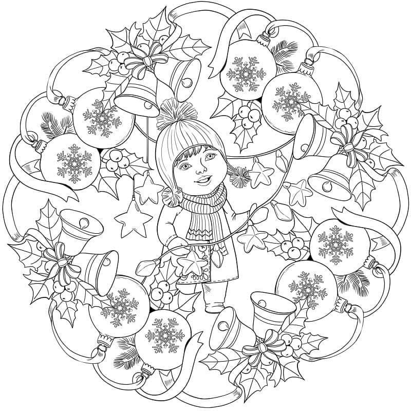 Coloriage Mandala de Noël 13