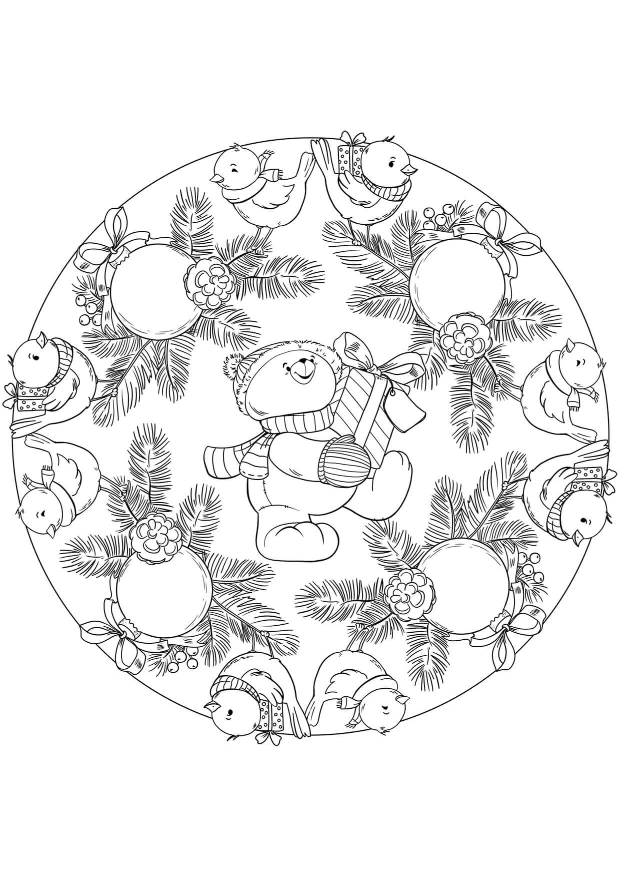 Coloriage Mandala de Noël 15