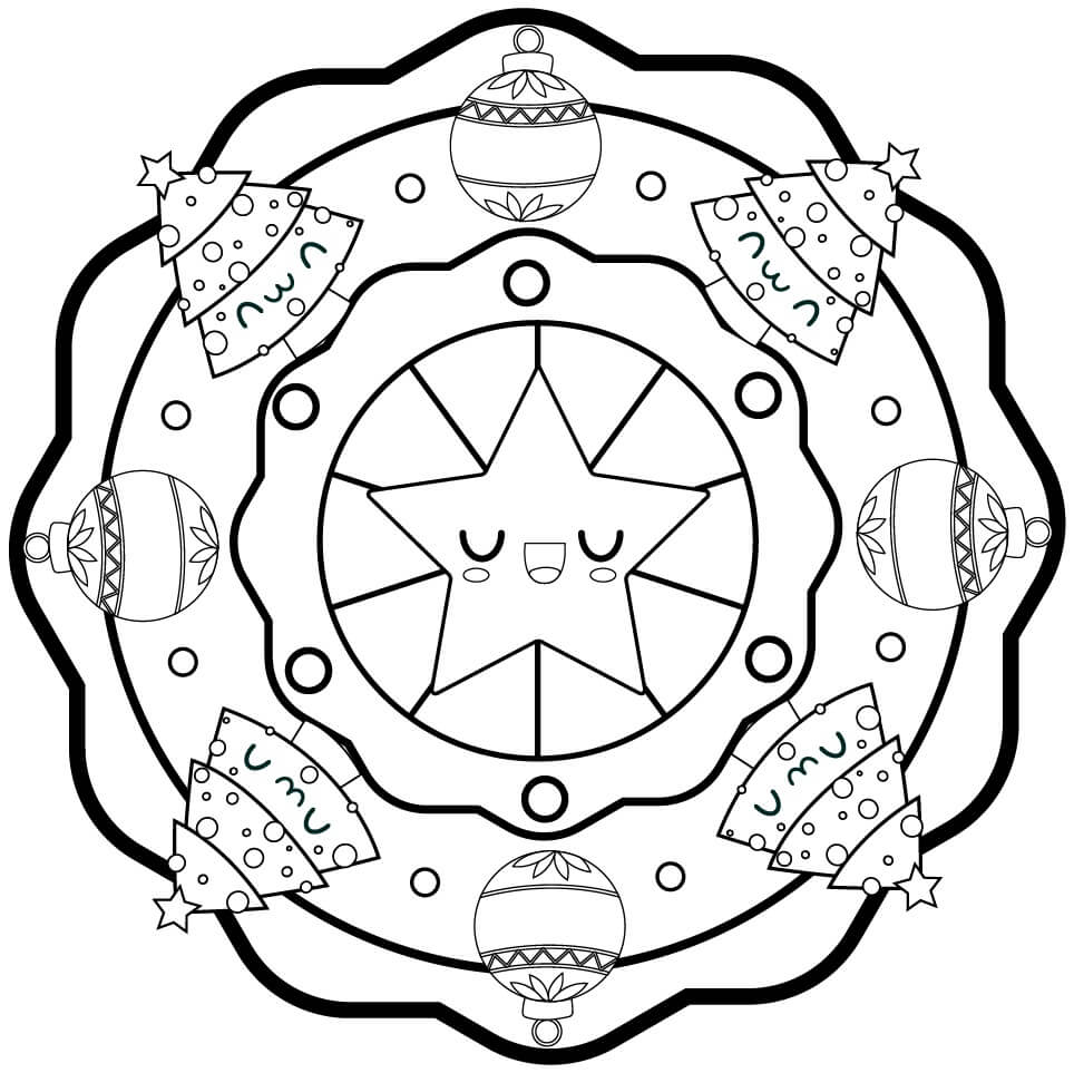 Coloriage Mandala de Noël 3