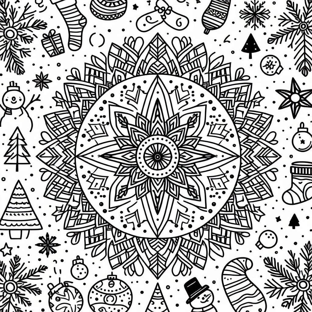 Coloriage Mandala de Noël 6