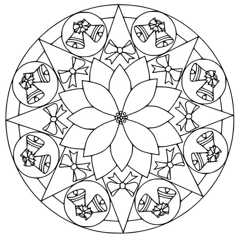 Coloriage Mandala de Noël simple