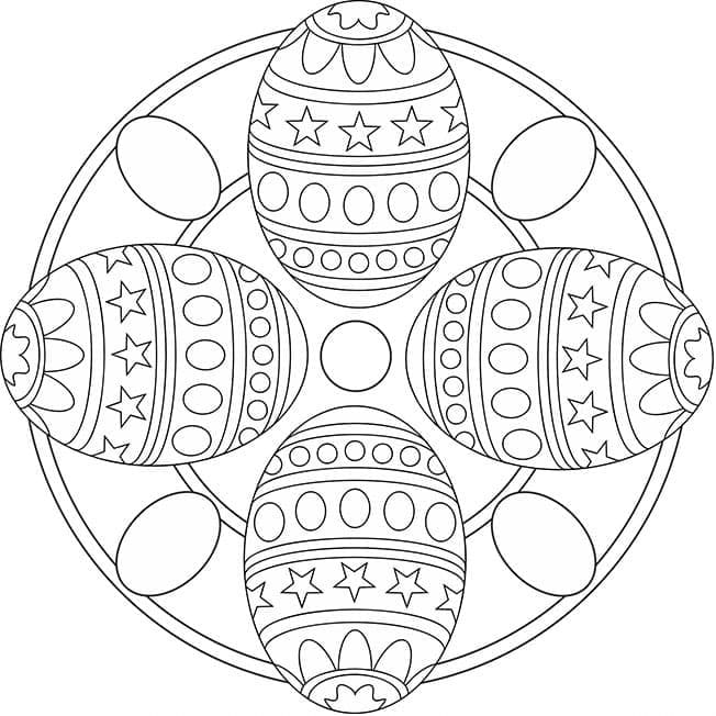 Coloriage Mandala de Pâques avec des œufs