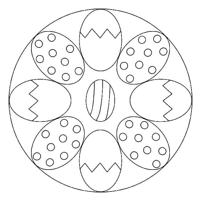 Coloriage Mandala de Pâques avec des œufs de Pâques