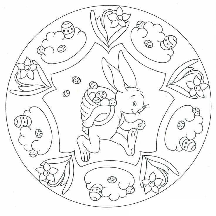 Coloriage Mandala de Pâques avec lapin