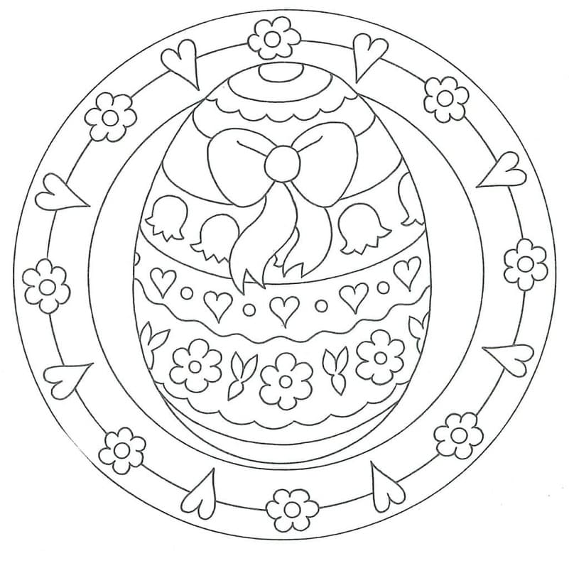 Coloriage Mandala de Pâques avec oeuf