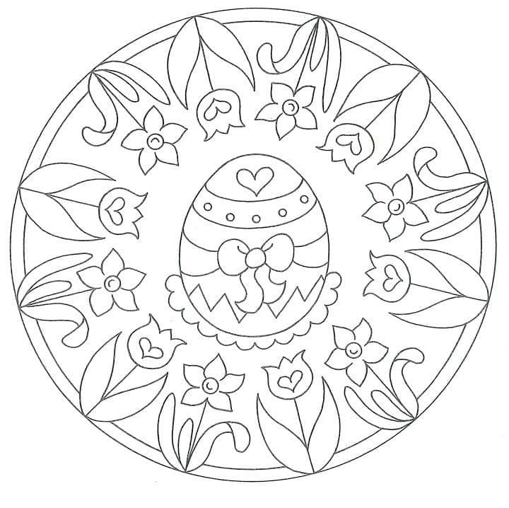 Coloriage Mandala de Pâques avec oeuf de Pâques