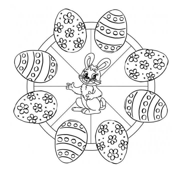 Coloriage Mandala de Pâques avec un lapin