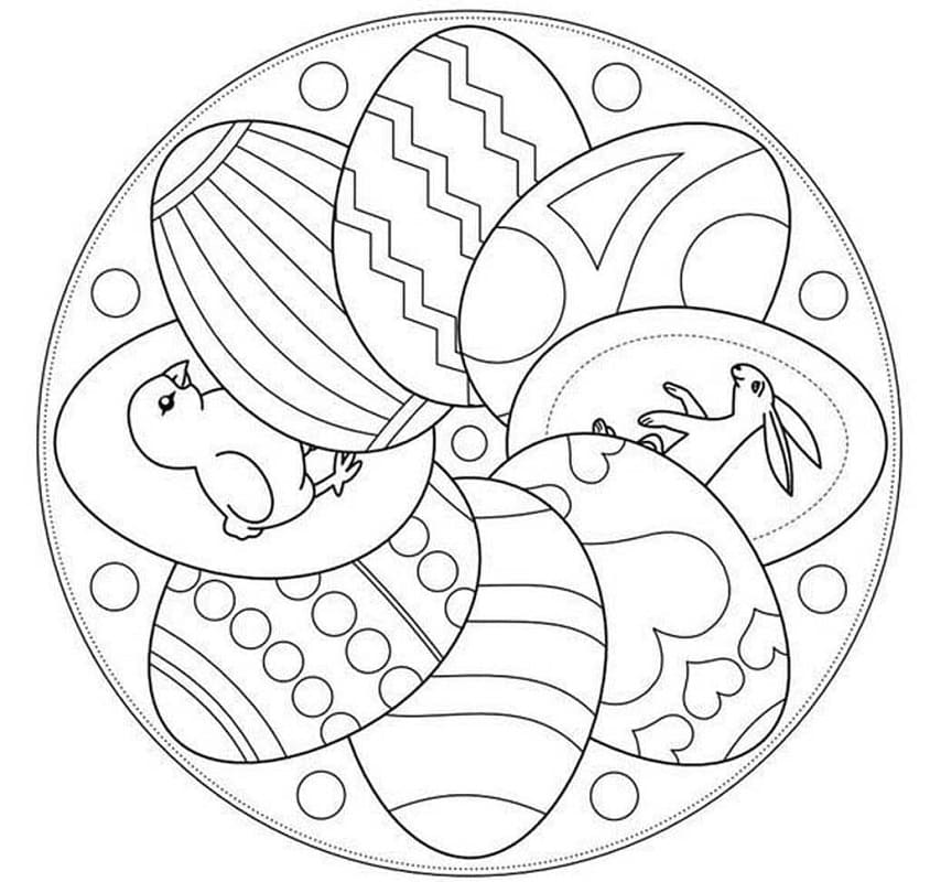 Coloriage Mandala de Pâques gratuit à imprimer