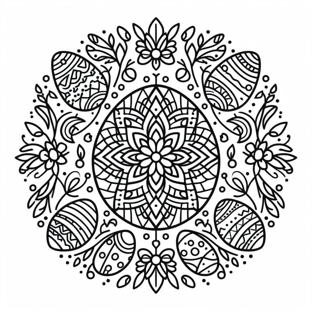 Coloriage Mandala de Pâques gratuit de base