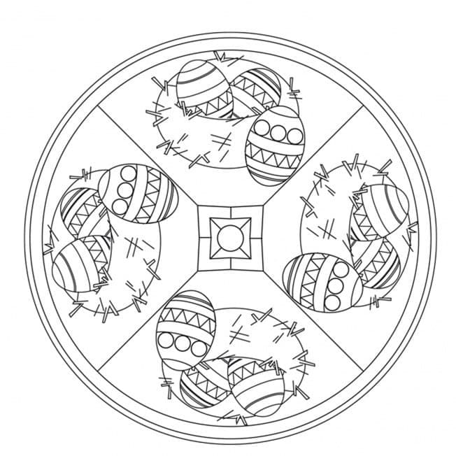 Coloriage Mandala de Pâques gratuit pour les enfants