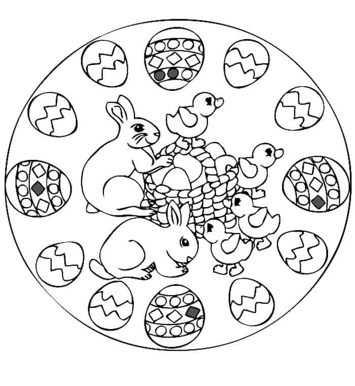 Coloriage Mandala de Pâques imprimable gratuit