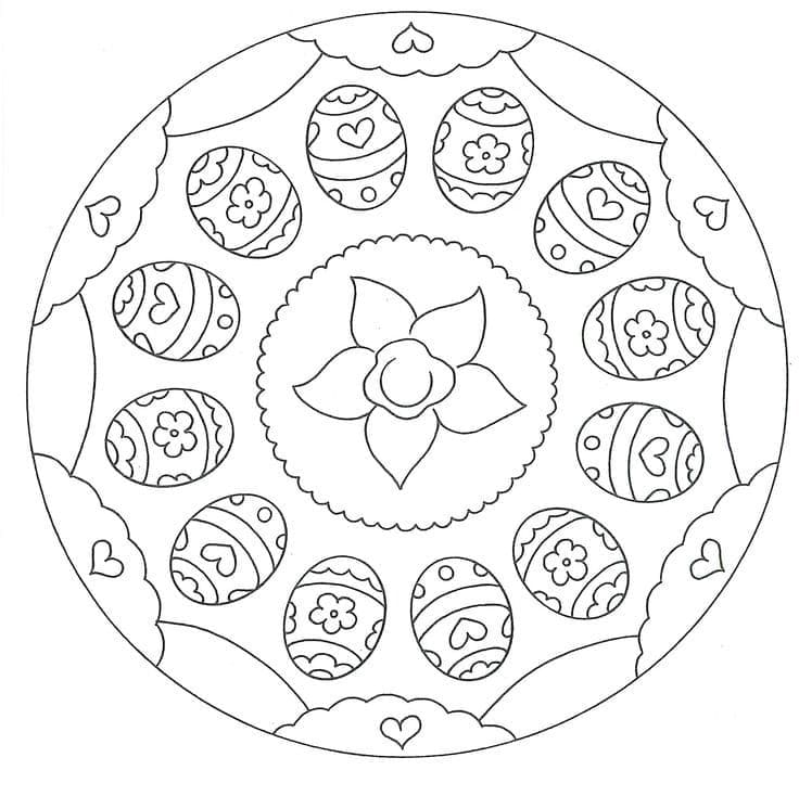 Coloriage Mandala de Pâques imprimable gratuitement