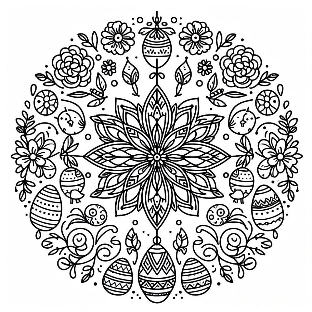 Coloriage Mandala de Pâques pour adultes