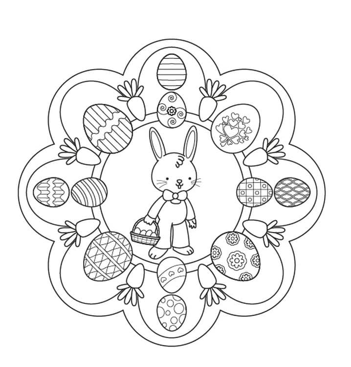 Coloriage Mandala de Pâques pour les enfants