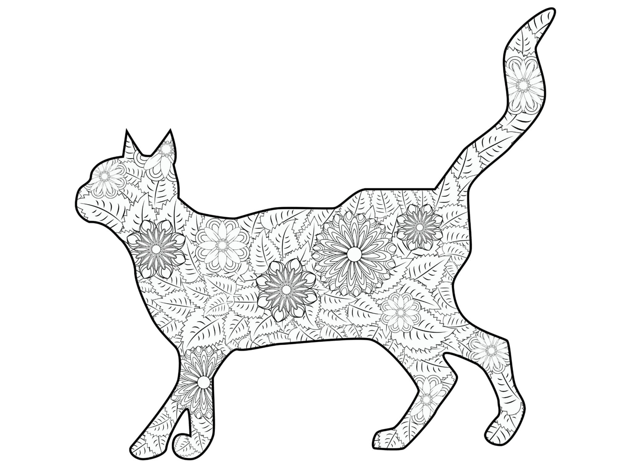 Coloriage Mandala du bon chat