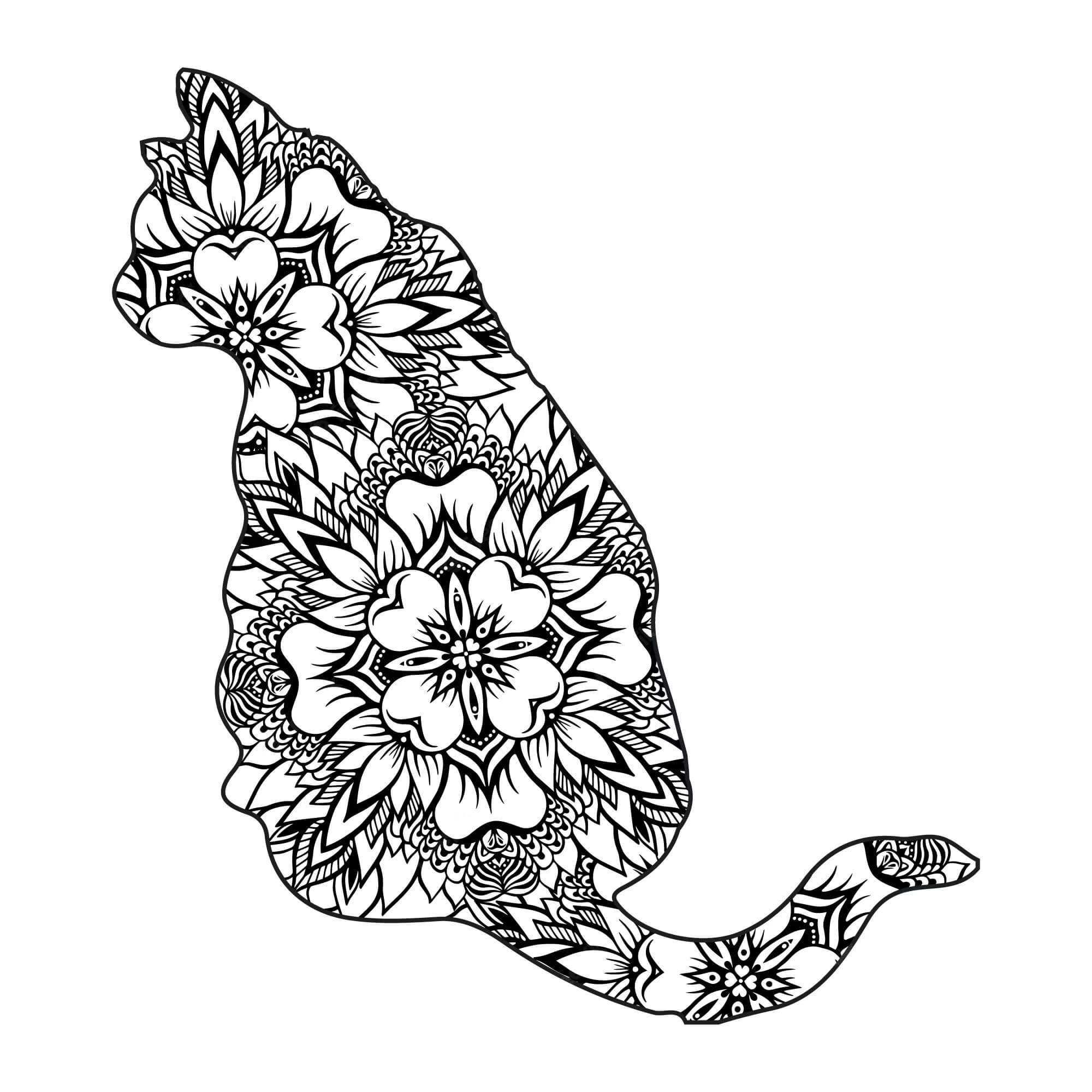 Coloriage Mandala du chat parfait