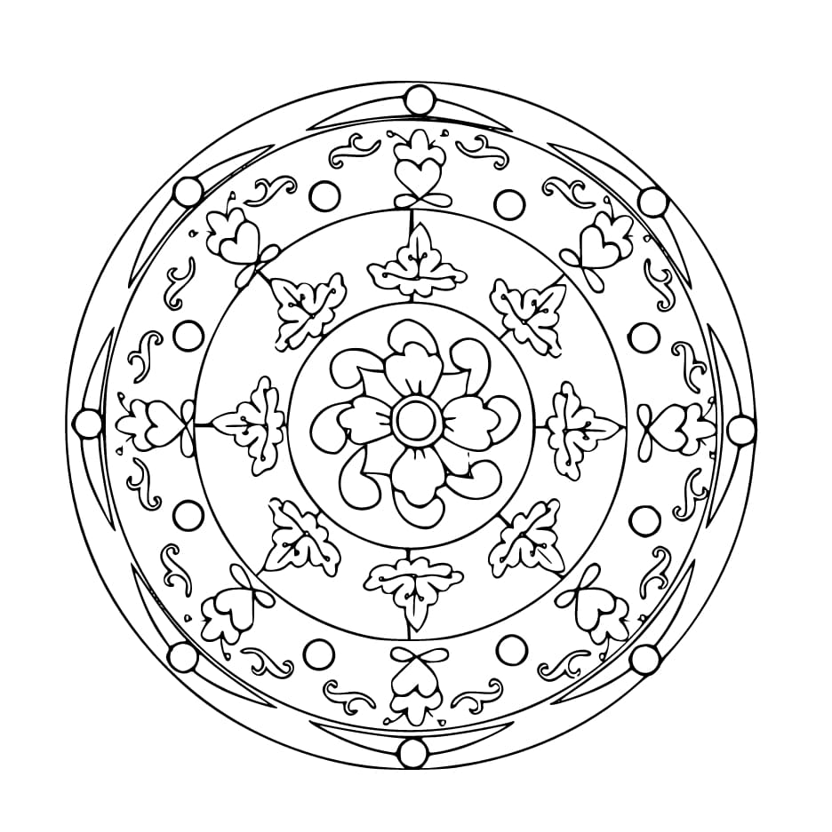 Coloriage Mandala Facile - Feuille 2