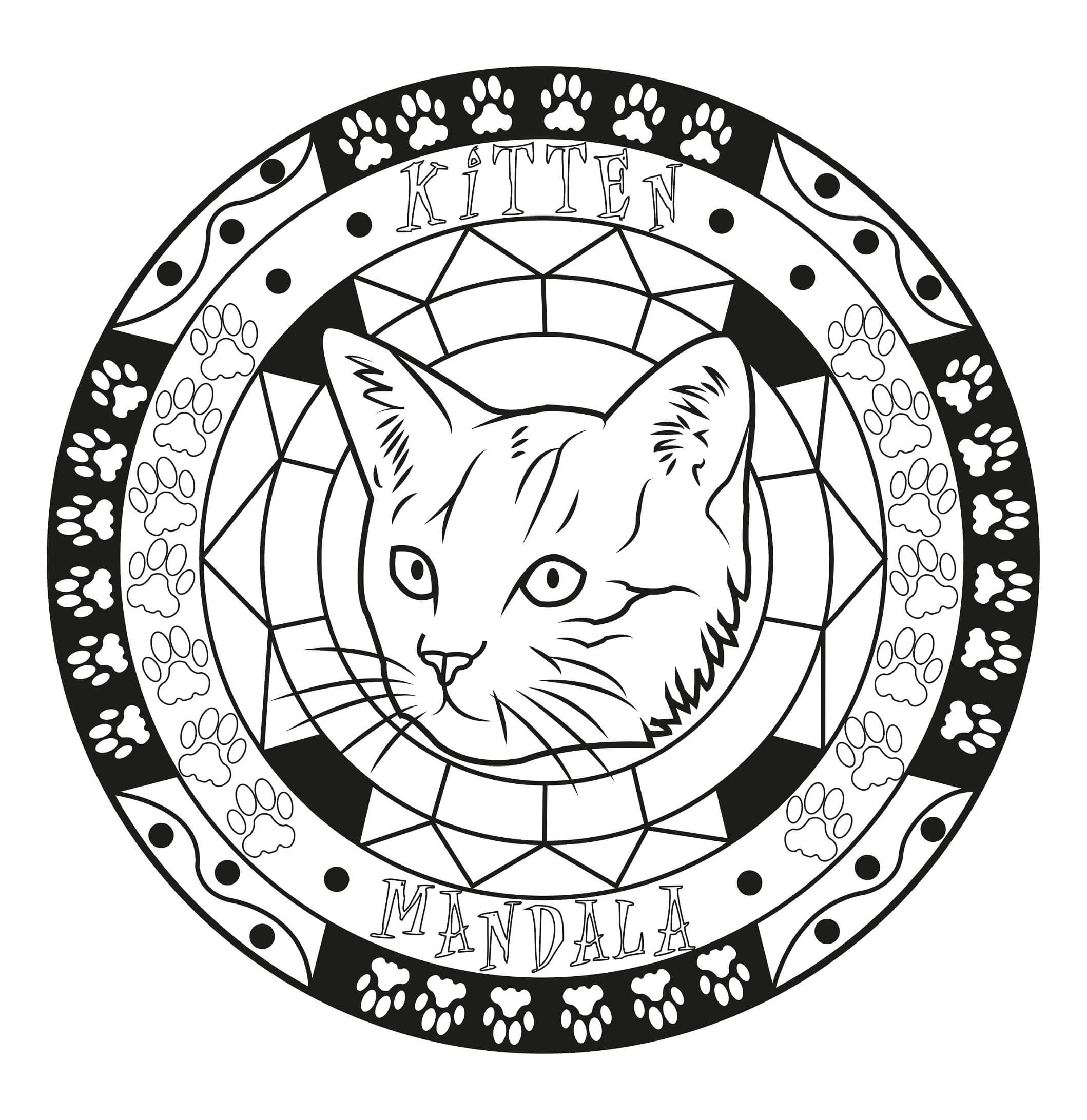 Coloriage Mandala tête de chat