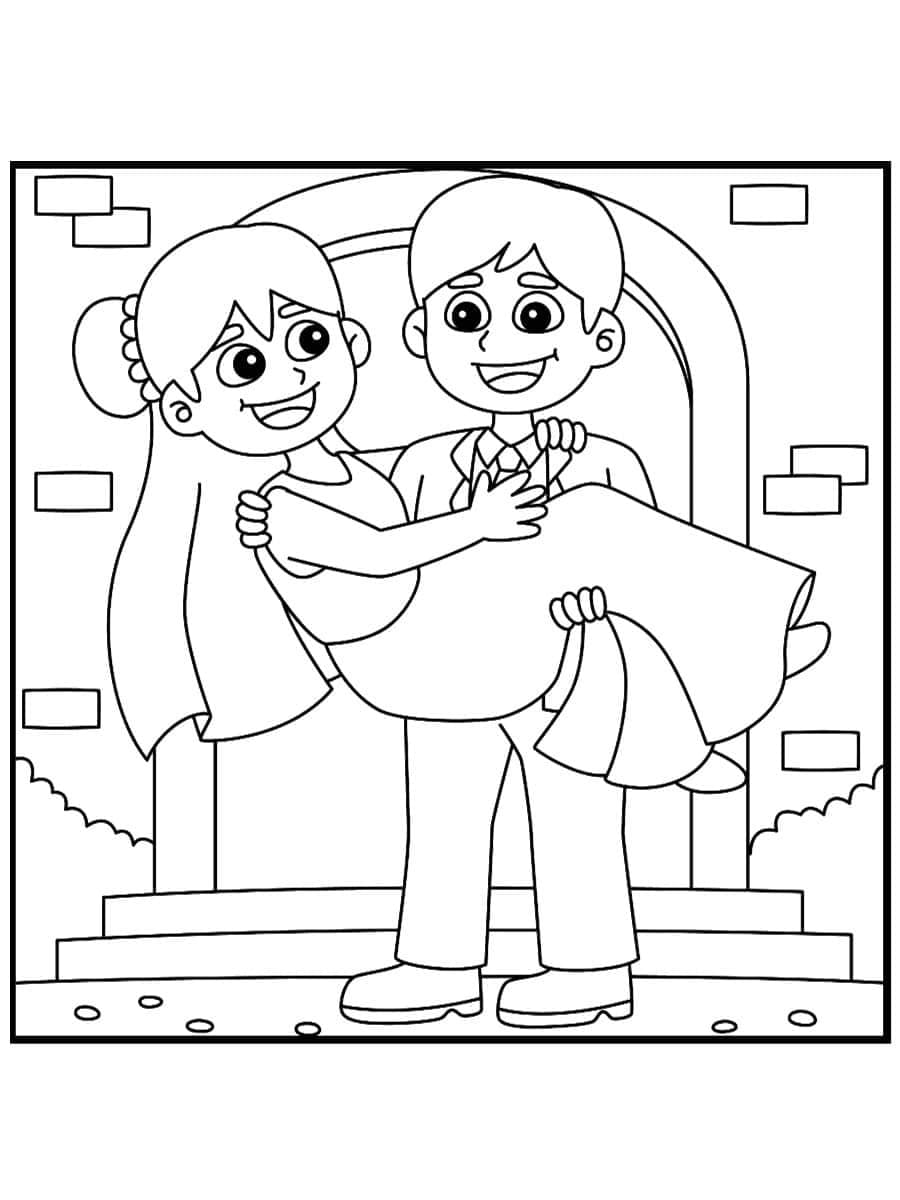 Coloriage Mariage heureux