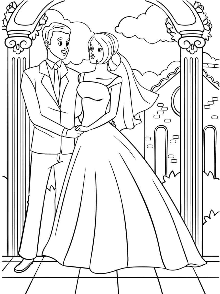 Coloriage Mariage imprimable gratuitement